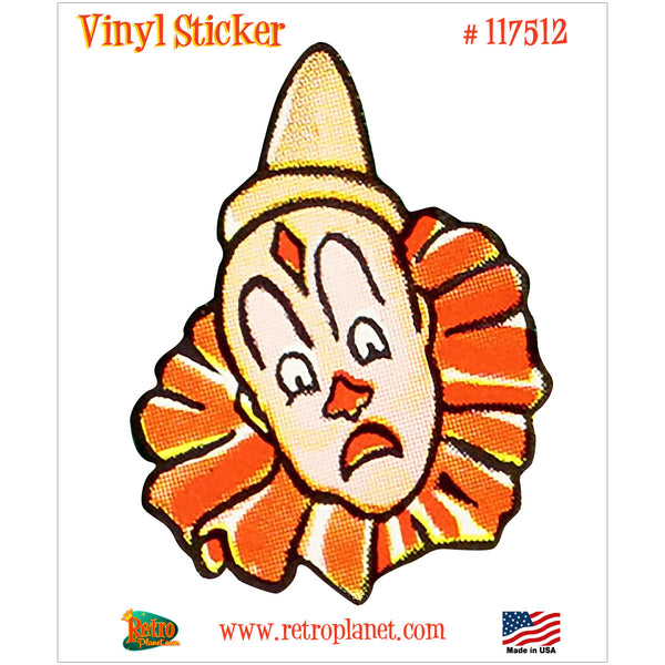 Scary Circus Clown Scared Face Vinyl Sticker