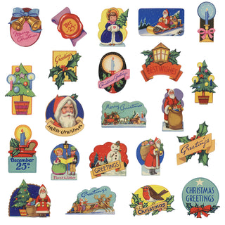 Christmas Gift Tags Sticker Set Vintage Style Set of 22