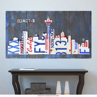 Seattle WA Skyline License Plate Style Wall Decal