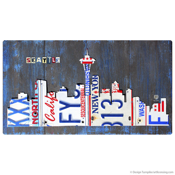 Seattle WA Skyline License Plate Style Wall Decal
