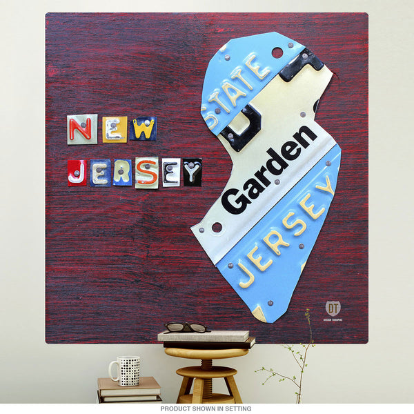 New Jersey License Plate Map Wall Decal