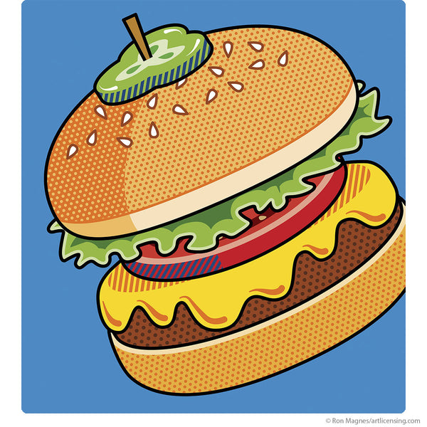 Cheeseburger Pickle On Top Pop Art Wall Decal