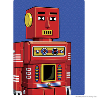 Retro Robot Toy Red Wall Decal
