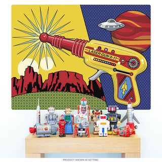 Toy Laser Gun X-11 & UFO Wall Decal