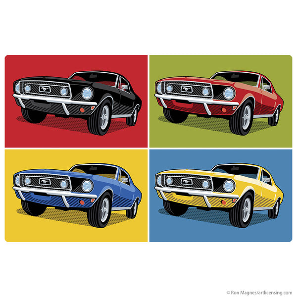 1968 Ford Mustangs Collage Pop Art Wall Decal