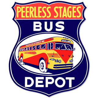 Peerless Stages Bus Depot Large Metal Sign Cut Out
