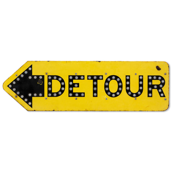 Detour Left Arrow Large Metal Traffic Sign Cut Out