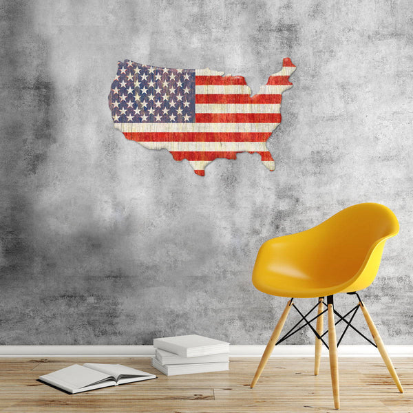 American Flag USA Map Large Metal Sign Cut Out