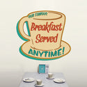 Breakfast Served Coffee Cup Large Metal Sign Cut Out