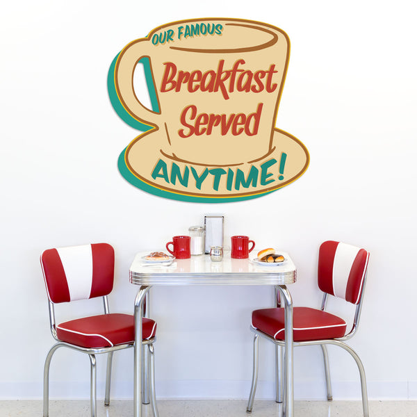 Breakfast Served Coffee Cup Large Metal Sign Cut Out