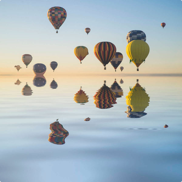 Hot Air Balloons Sunset Reflection Wall Decal