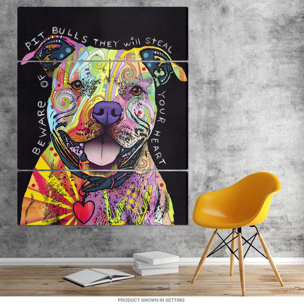 Beware Rainbow Pit Bull Dog Dean Russo Large Metal Signs