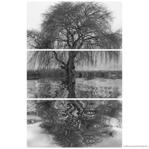 Weeping Willow in Rippling Water Large Metal Signs