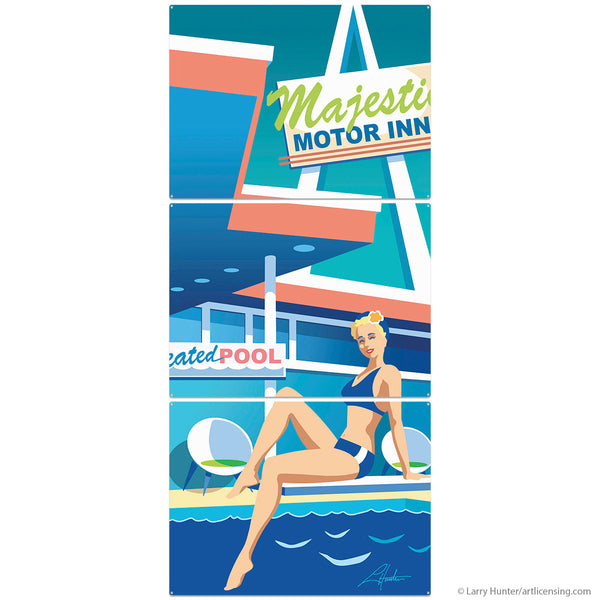 Motel Pool Majestic Motor Inn Large Metal Signs