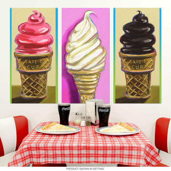 Soft Serve Ice Cream Cones Large Metal Signs Pop Art