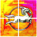 Deco Horse Circle Quadriptych Metal Wall Art Pop Art