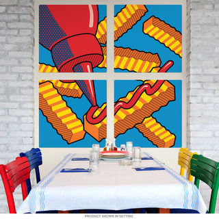 French Fries Ketchup Pop Art Quadriptych Metal Wall Art