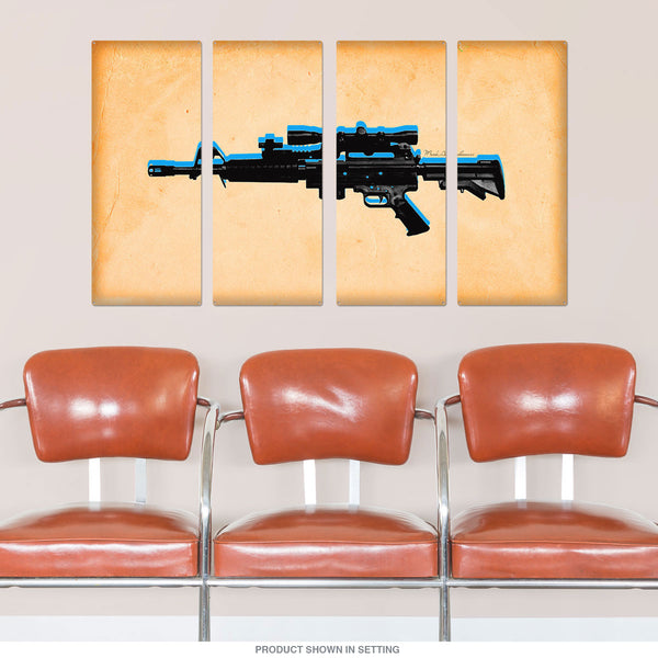 Marksman Rifle Gun Quadriptych Metal Wall Art Pop Art