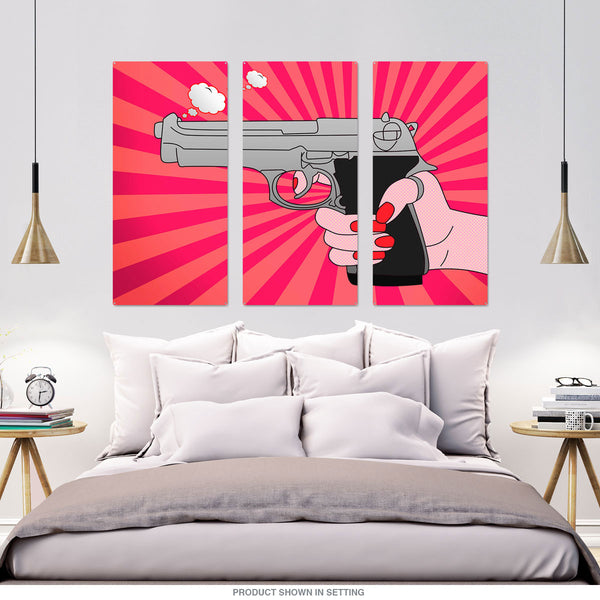 Lady Handgun Cartoon Large Metal Signs Pop Art