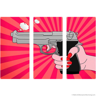 Lady Handgun Cartoon Large Metal Signs Pop Art