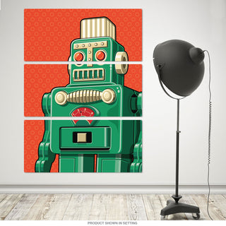 Retro Robot Toy Green Large Metal Signs