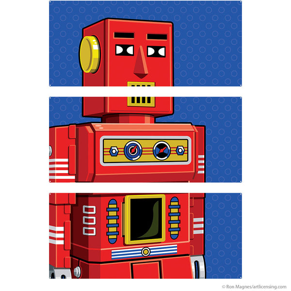 Retro Robot Toy Red Large Metal Signs