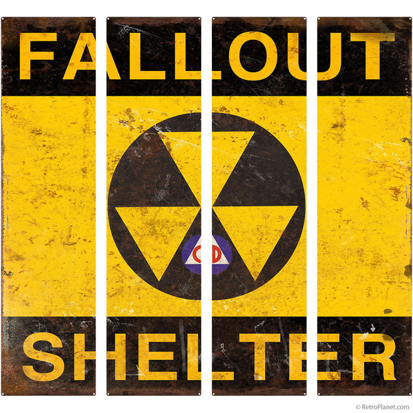 Fallout Shelter Distressed Square Quadriptych Metal Wall Art