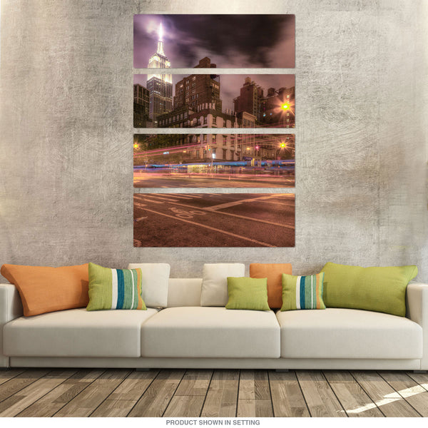 Empire State Building NYC Strips Quadriptych Metal Wall Art