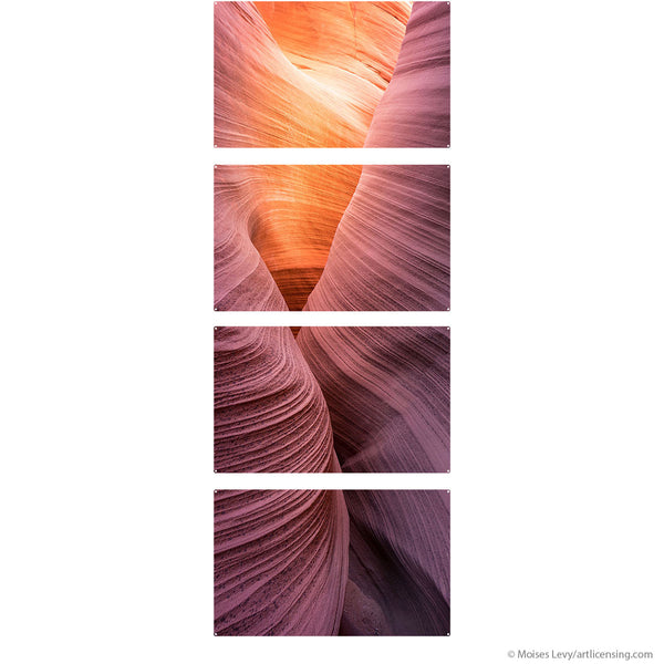 Canyon Rock Formation Orange Sun Quadriptych Metal Wall Art