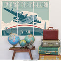 Los Angeles to New York By Air Triptych Metal Wall Art