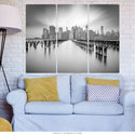 New York Harbor Cityscape Triptych Metal Wall Art