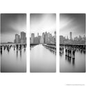 New York Harbor Cityscape Triptych Metal Wall Art