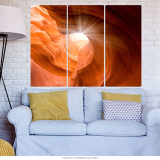 Searching Light Antelope Canyon AZ Triptych Metal Wall Art