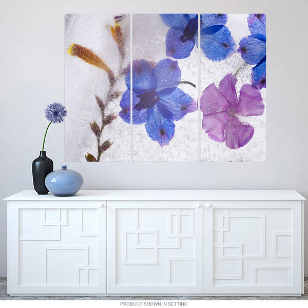 Phlox Blue Purple Flowers Triptych Metal Wall Art