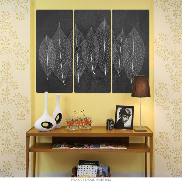 Leaves X-Ray Style Nature Triptych Metal Wall Art
