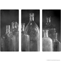 Seven Vintage Glass Bottles Triptych Metal Wall Art