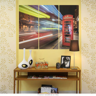 Speed Night London Phone Booth Triptych Metal Wall Art
