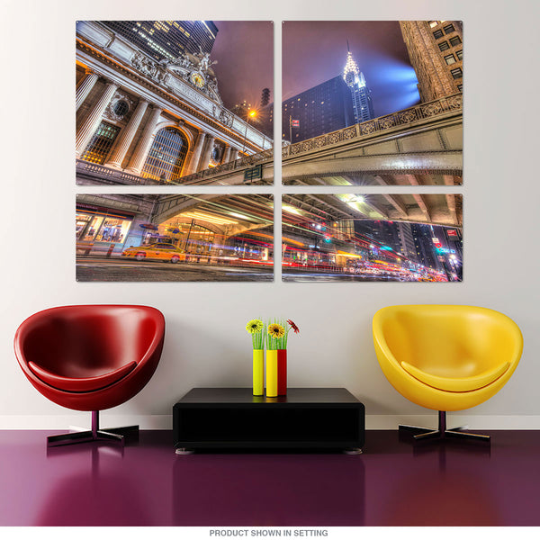Grand Central Station NYC Street Quadriptych Metal Wall Art