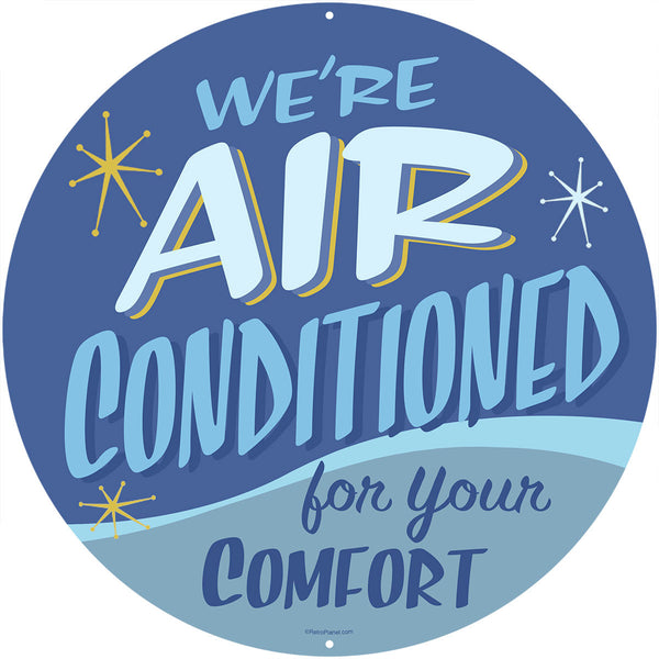 Air Conditioned Comfort Large Metal Sign Round