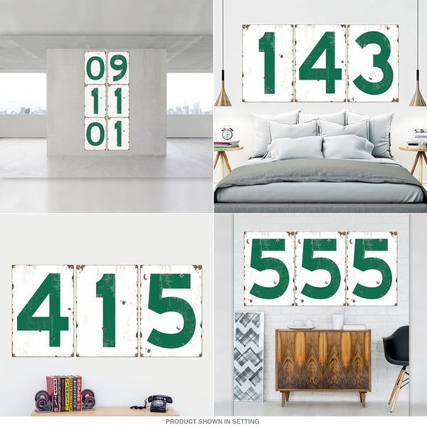 Old Numbers Porcelain Look Large Signs Green 24 x 36