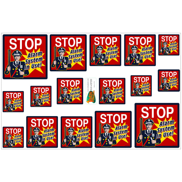 Stop Cop Alarm System Warning Vinyl Sticker Set of 16
