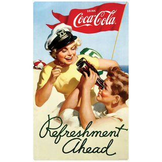 Coca-Cola Boating Refreshment Ahead 1950s Wall Decal