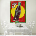 Coca-Cola 5 Cents Bottle Wall Decal Very Distressed