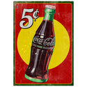 Coca-Cola 5 Cents Bottle Wall Decal Very Distressed