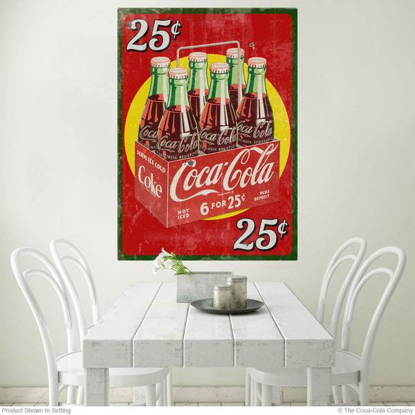 Coca-Cola 25 Cents Six Pack Wall Decal Very Distressed