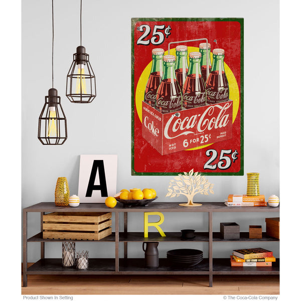 Coca-Cola 25 Cents Six Pack Wall Decal Very Distressed