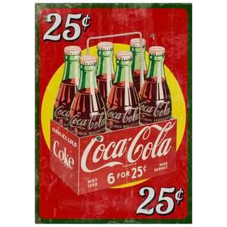 Coca-Cola 25 Cents Six Pack Wall Decal Very Distressed