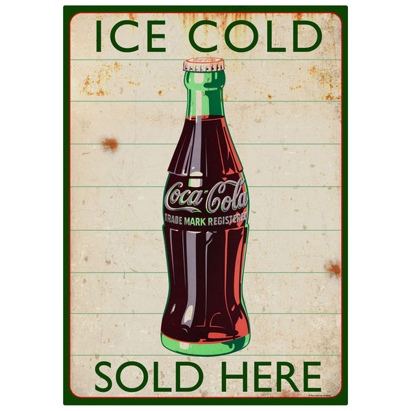 Coca-Cola Ice Cold Sold Here Wall Decal Distressed