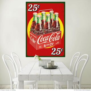 Coca-Cola 25 Cents Six Pack Wall Decal Distressed