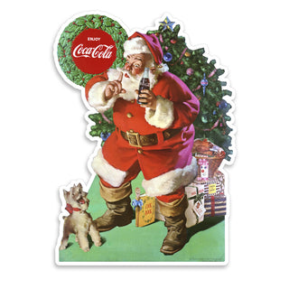 Coca-Cola Santa And Dog Friends Drop In Vinyl Sticker Cutout